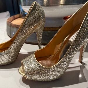 Badgley Mischka Gold Sequin Heels
